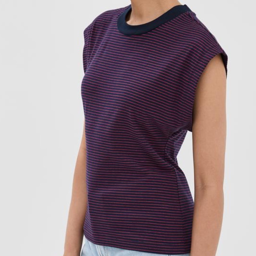 NWT PISTOLA Marina Striped Tee Navy Red Size Medium Retail $74.00 - Picture 2 of 9